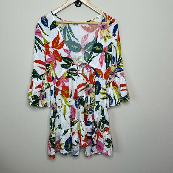 blue island Other - Blue Island Swim White Floral Coverup Size S